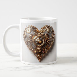 Caneca De Café Grande Steampunk Elegant Clockwork Gear Heart