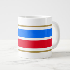 Caneca De Café Grande Stripes Náuticas Azuis Azuis Vermelhas Brilhantes 