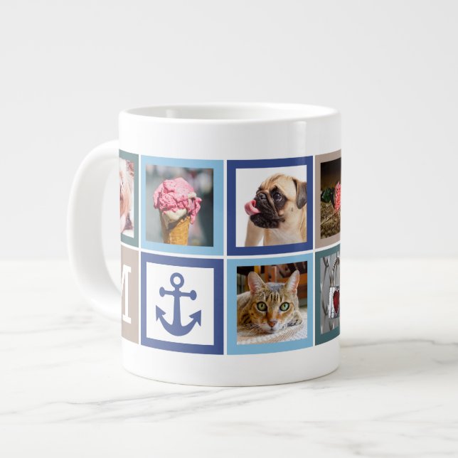 Caneca De Café Grande SUA combinação Jumbo FOTOS E MONOGRAM (Frente Esquerda)