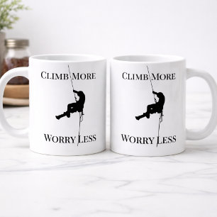 Caneca De Café Grande Suba Mais, Preocupe-se Menos Citação de Escalada