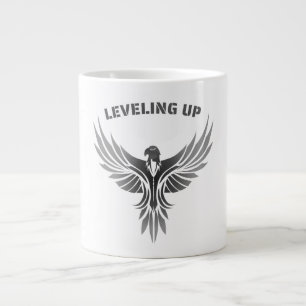 Caneca De Café Grande Subindo de Nível Arte da Fênix Prata