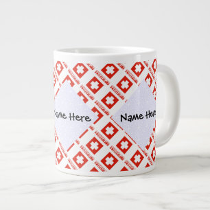 Caneca De Café Grande Suíça Bandeira Suíça Personalizada em Mosaico