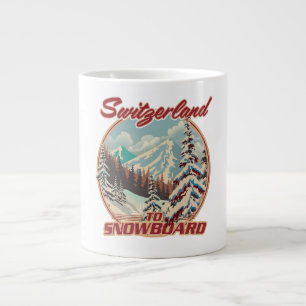 Caneca De Café Grande Suiça para Snowboard