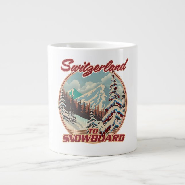 Caneca De Café Grande Suiça para Snowboard (Frente)