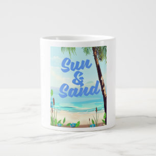 Caneca De Café Grande Sun e Sand inspiradorascartoon poster