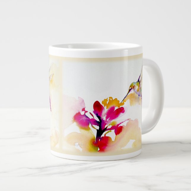 Caneca De Café Grande "Sunset Sip" Hummingbird Impressão (Frente Esquerda)