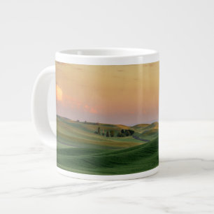 Caneca De Café Grande Sunset sobre Campos de Trigo  Estado de Washington