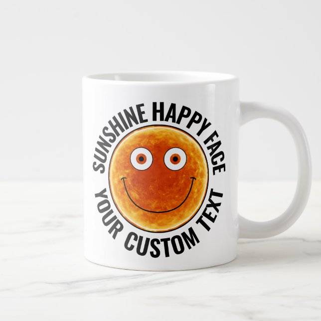 Caneca De Café Grande Sunshine Happy Face LARGE Text Custom Giant Mug (Direita)