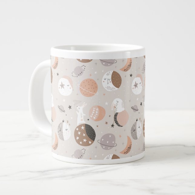 Caneca De Café Grande Suores Pedaços De Sonho Em Padrão Espacial (Frente Esquerda)