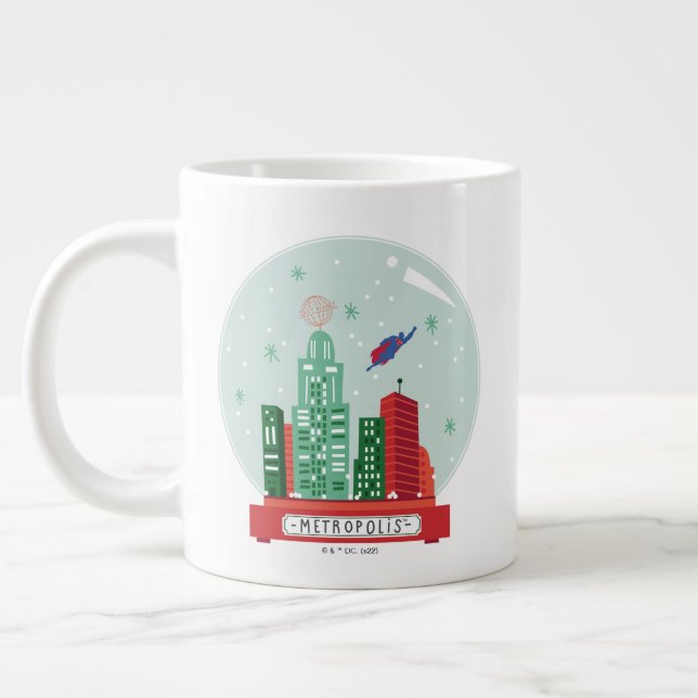 Caneca De Café Grande Superman Metropolis Snow Globe Gráfico (Esquerda)