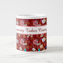 Caneca De Café Grande Suprimentos de arte coloridos Padrão criativo para