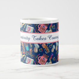 Caneca De Café Grande Suprimentos de Arte Coloridos padrão criativo para
