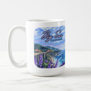 Caneca De Café Grande Sur California Coastline Retro Costa Oeste