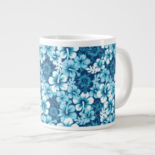 Caneca De Café Grande Surf Padrão de Hibiscus Floral (Frente Esquerda)