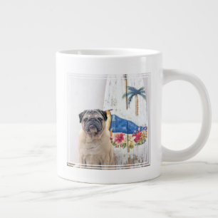 Caneca De Café Grande Surf Pug