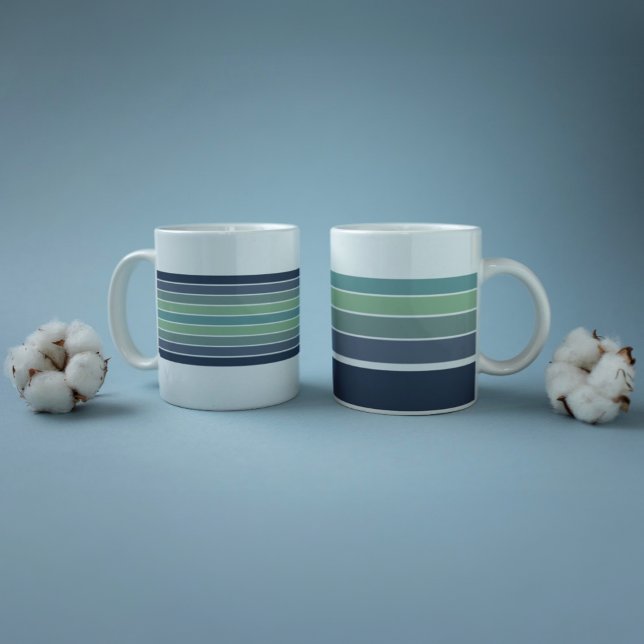 Caneca De Café Grande Surfboard Azul e Verde Retroativa com Faixa (Criador carregado)