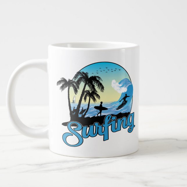 Caneca De Café Grande surfing Sea Beach (Esquerda)