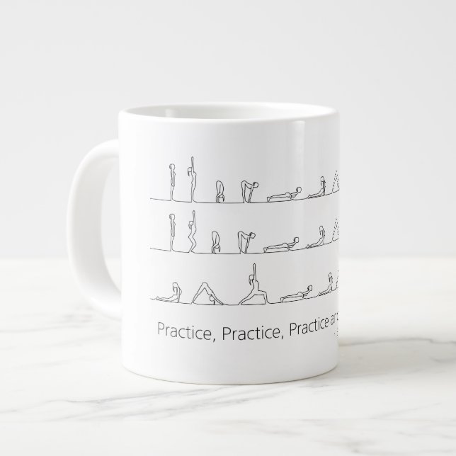 Caneca De Café Grande Surya Namaskar_Ashtanga Vinyasa Yoga Mug (Frente Esquerda)