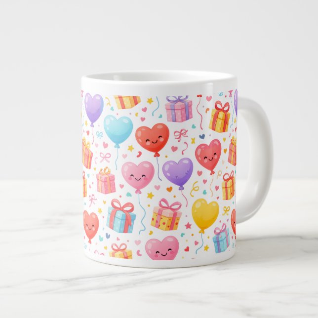 Caneca De Café Grande Sweet Heart Balloons Mug Gift for Any Occasion (Frente Esquerda)