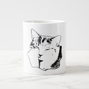 Caneca De Café Grande Tabby Cat Black & White Art