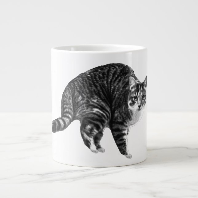Caneca De Café Grande Tabby Glow by Winter Window (Frente)