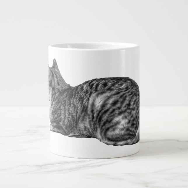Caneca De Café Grande Tabby Loaf, Textura Suave (Frente)