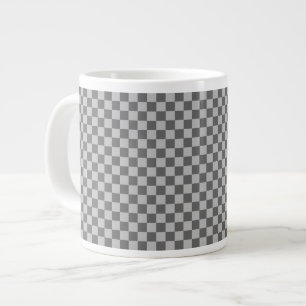 Caneca De Café Grande Tabuleiro de damas cinzento da combinação por