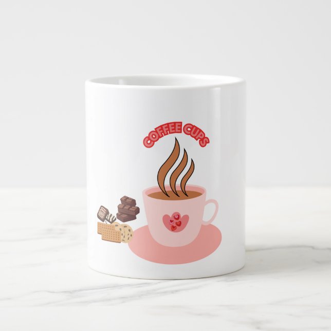 Caneca De Café Grande Taça Elegante de Café com Chocolate e Biscoitos (Frente)