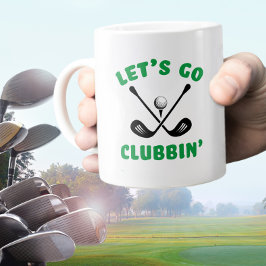 Caneca De Café Grande Taco de golfe engraçado moderno esportes preto ver