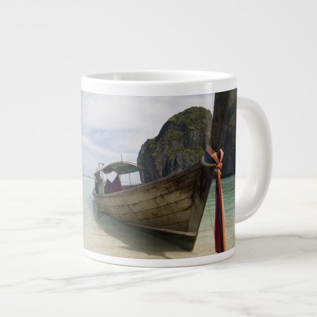 Caneca De Café Grande Tailândia, Ilha Phi Phi Lay, Baía de Maya. (Frente Esquerda)
