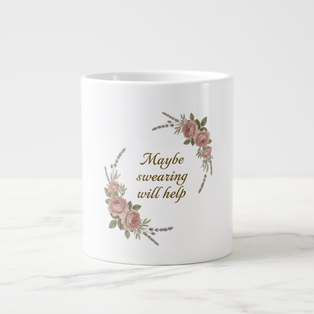 Caneca De Café Grande Talvez Jurar Ajudará (Frente)