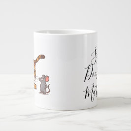 Caneca De Café Grande Tamanho não importa - Design de Tigre e Rato Engra