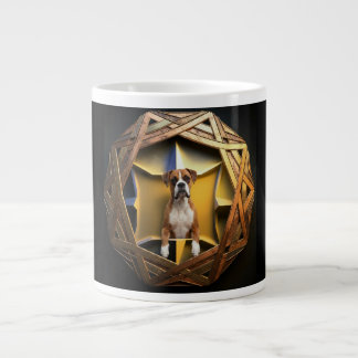 Caneca De Café Grande Tan And White Boxer Dog In A Futuristic Frame