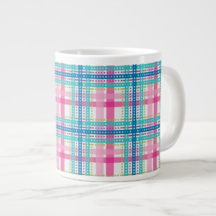 Caneca De Café Grande Tartan, padrão de xadrez