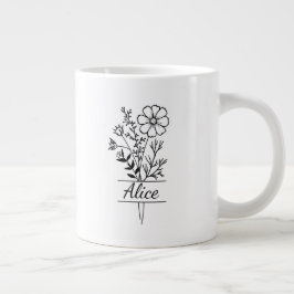 Caneca De Café Grande Tasse Bouquet de Fleurs personnalisée prénom