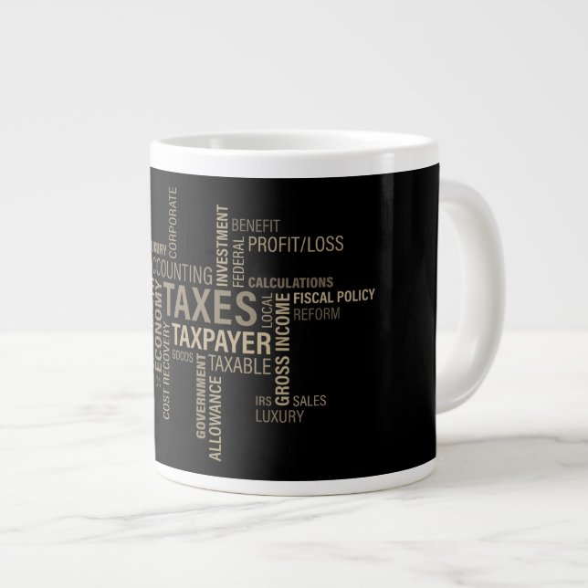 Caneca De Café Grande "Taxes" Jumbo Mug (Frente Esquerda)
