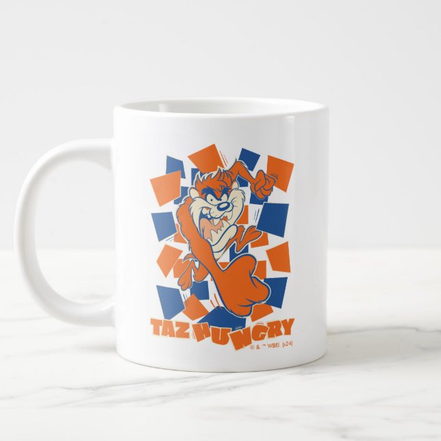 Caneca De Café Grande TAZ™ Hungry Smashing Através do Checker (Esquerda)