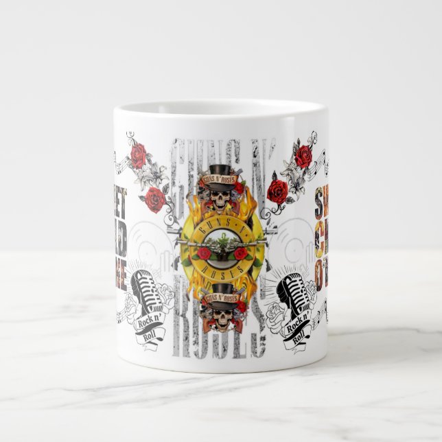 Caneca De Café Grande taza jumbo diseño THE GUNS AND ROSES (Frente)