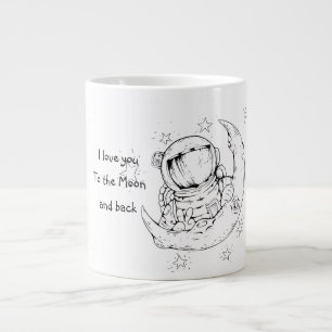 Caneca De Café Grande Te Amo À Lua E Volta / Romântica