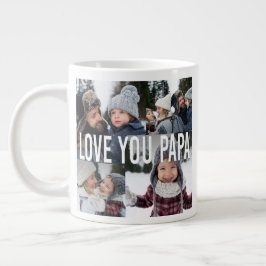 Caneca De Café Grande Te Amo Dia de os pais de Colagem Fotográfica Papa