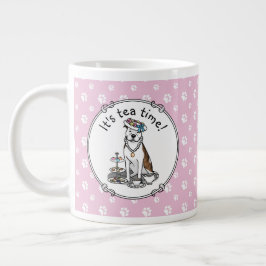 Caneca De Café Grande Tea Party Pit Bull (lt brindle white 3)