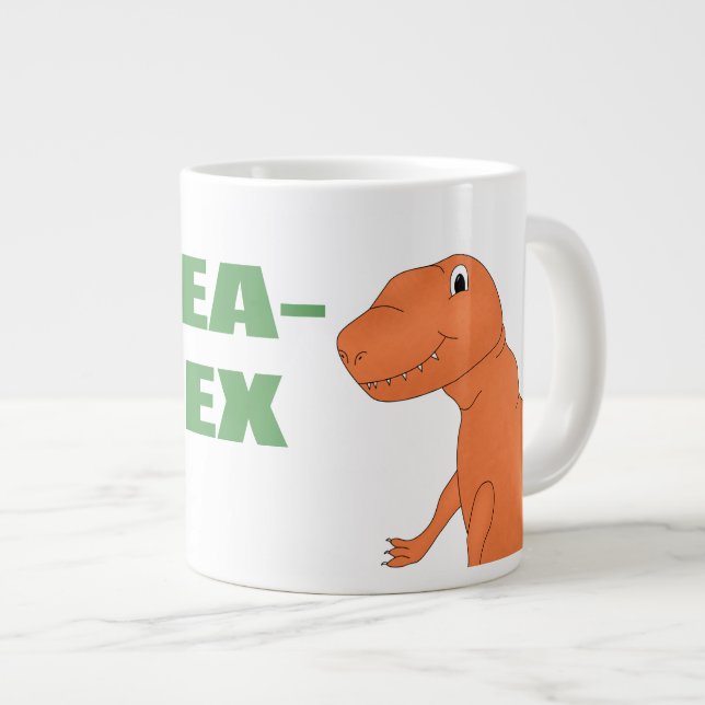 Caneca De Café Grande Tea Rex Personalizado Dinossauro (Frente Esquerda)