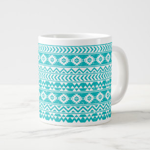 Caneca De Café Grande Teal Grunge Aztec Padrão Tribal