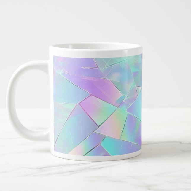 Caneca De Café Grande Teal & Purple Iridescente Design (Esquerda)