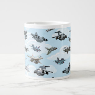 Caneca De Café Grande Tecido do padrão dos aviões de combate