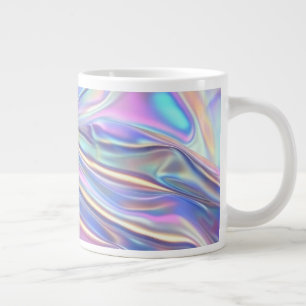 Caneca De Café Grande Tecido Metálico Iridescente Brilhante, Verde Doura