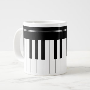 Caneca De Café Grande Teclado Piano