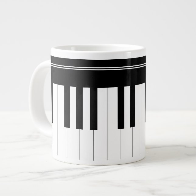 Caneca De Café Grande Teclado Piano (Frente Esquerda)