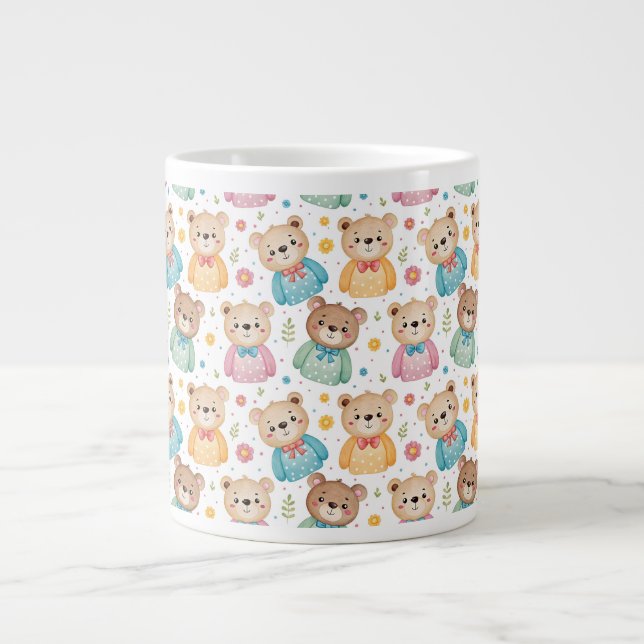 Caneca De Café Grande Teddy bear and flowers (Frente)