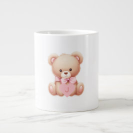 Caneca De Café Grande Teddy Bear Pink Monogramas